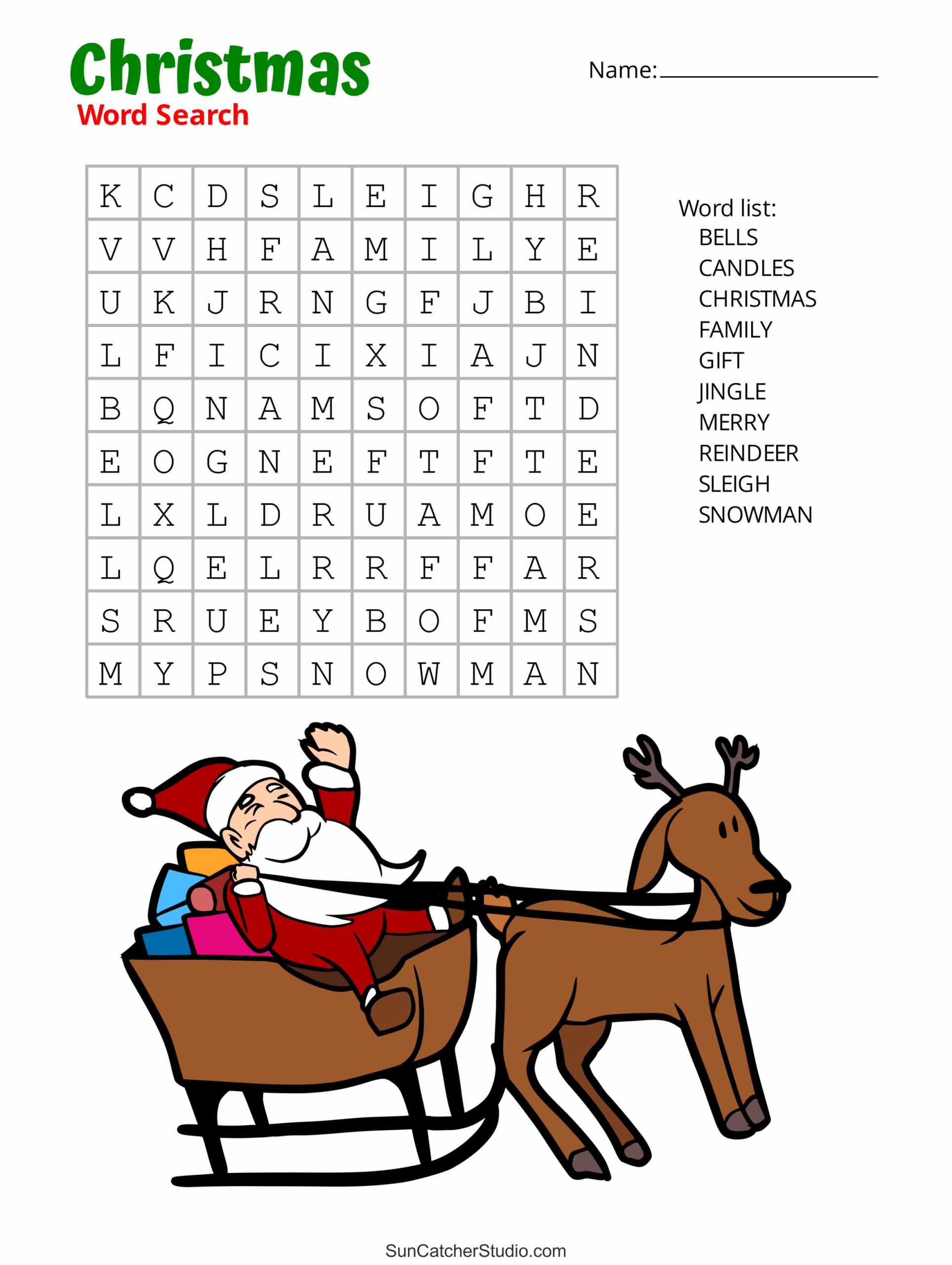 Christmas Word Search Free Printable Worksheets