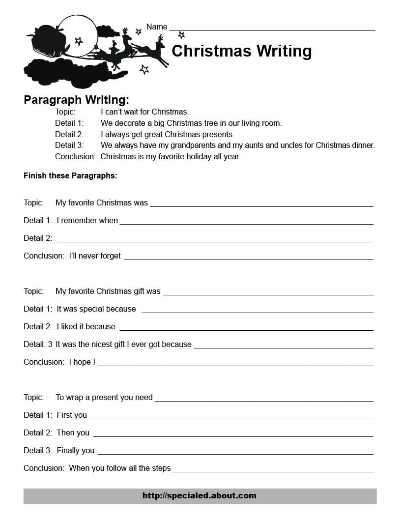 Christmas Language Arts Printable Worksheets