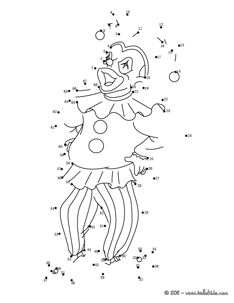 Connect The Dot Printable Worksheets Clown