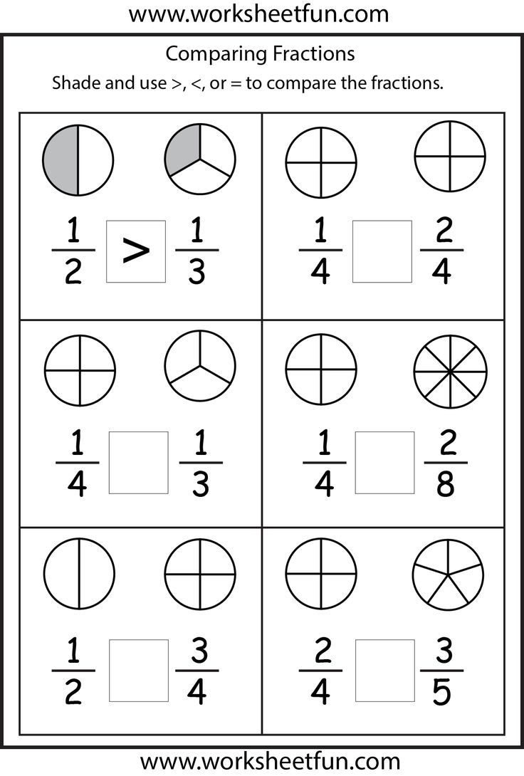 Comparing Fractions Free Printable Worksheets