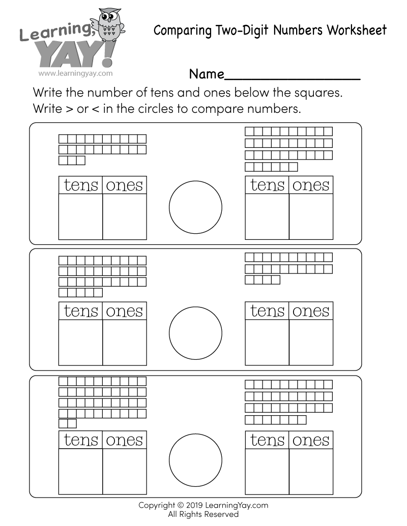 First Grade Math Worksheets Printable Comparison