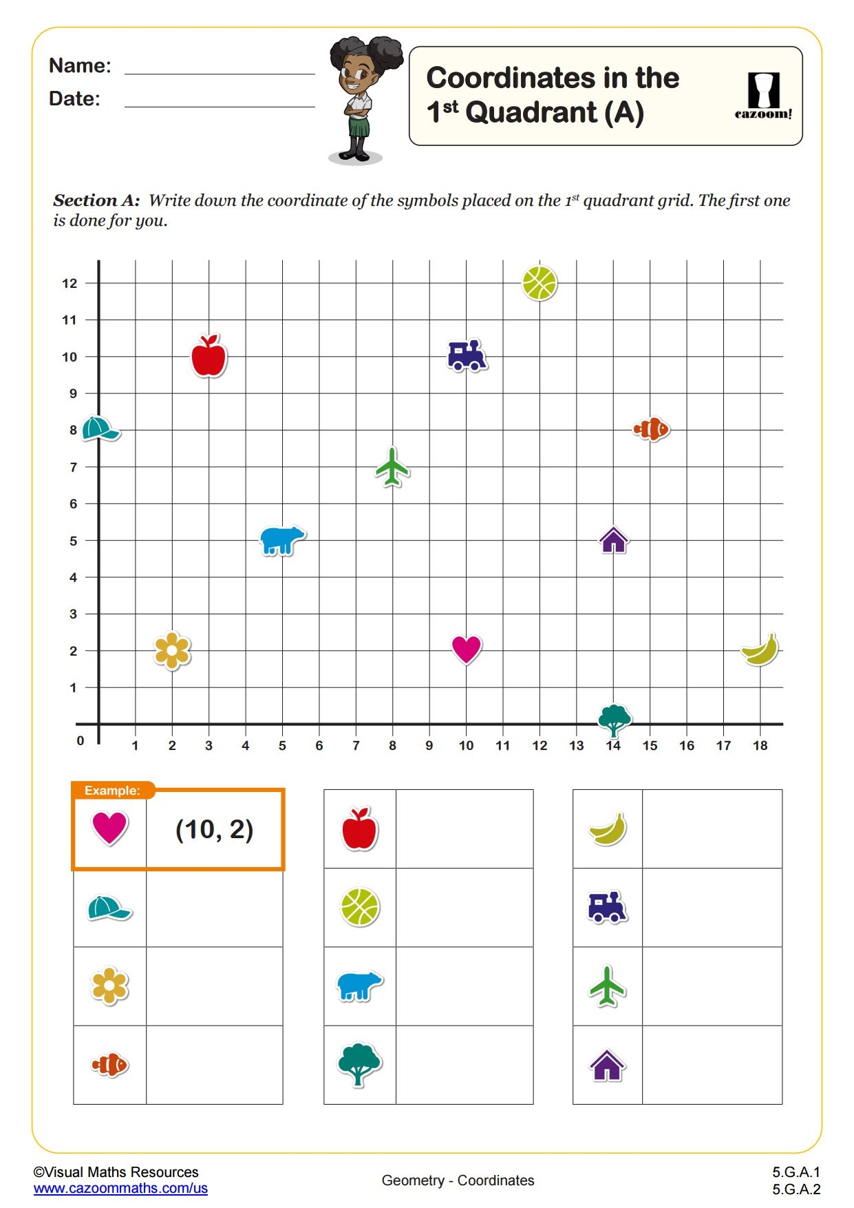 Coordinate Grid Second Grade Printable Worksheets