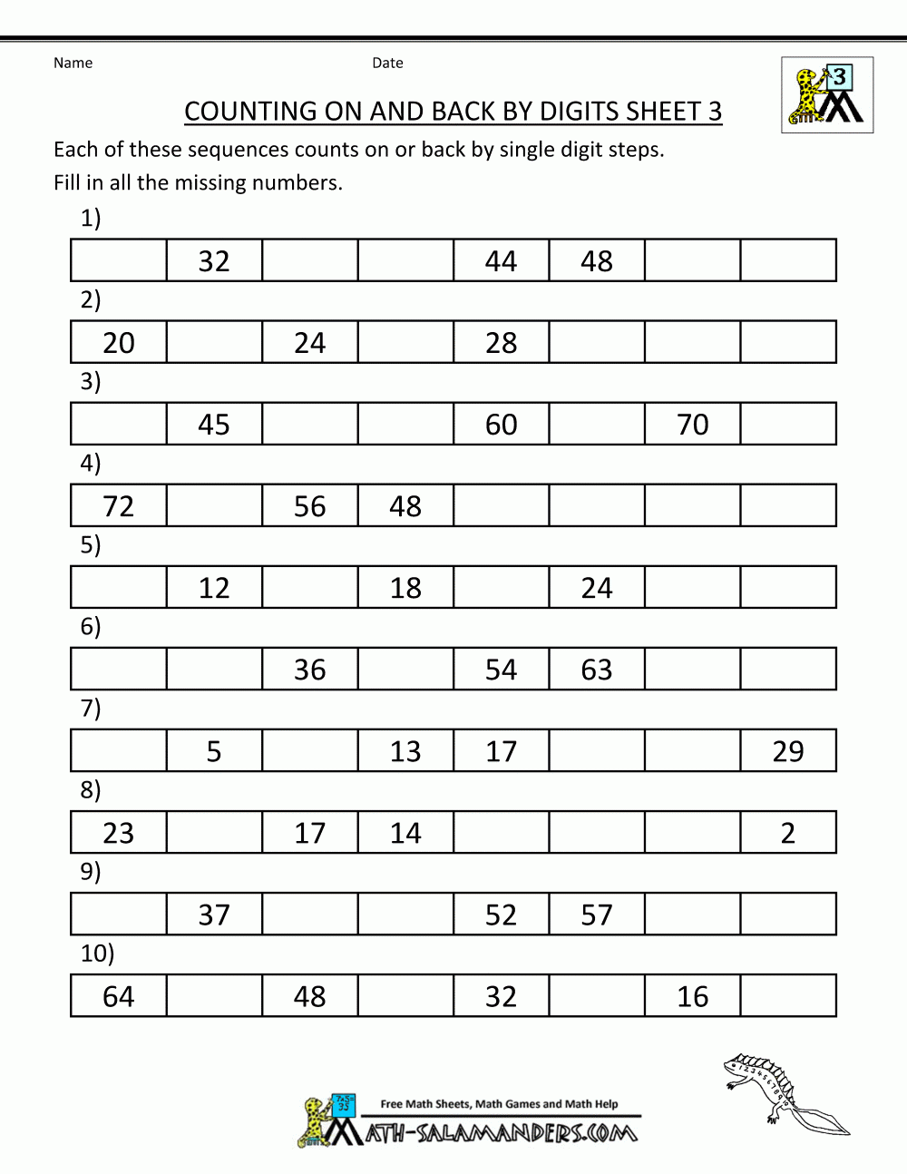 Counting On Worksheets Free Printable