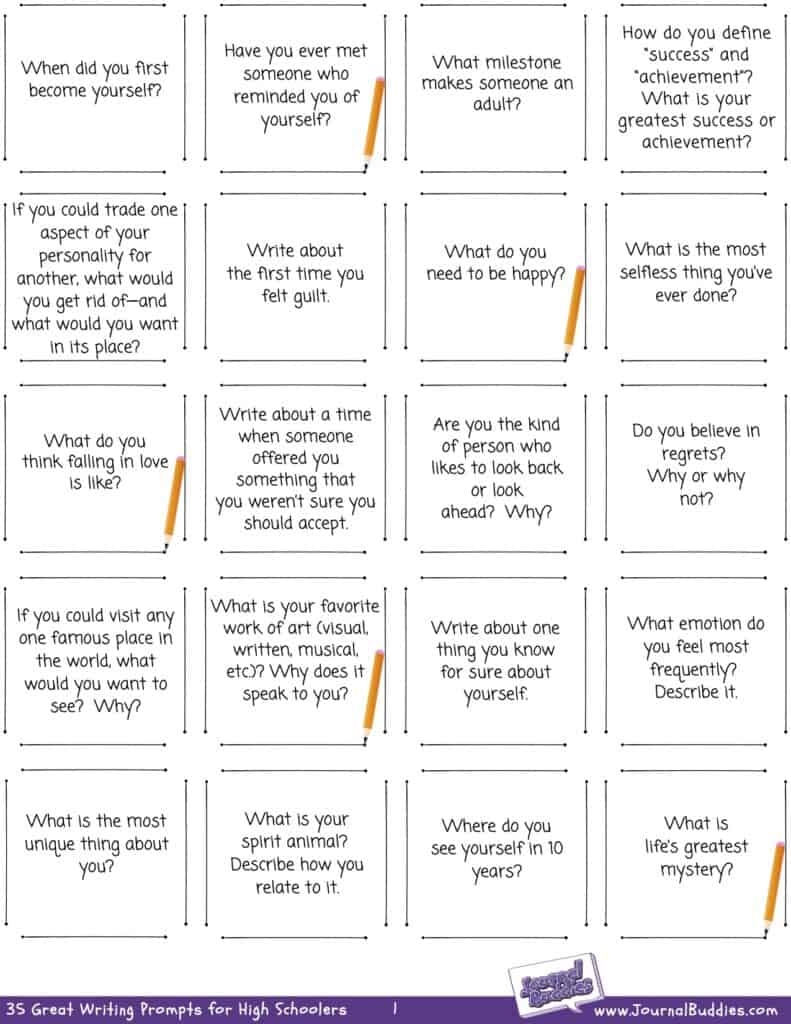 Creative Writing Worksheets High School PDF JournalBuddies
