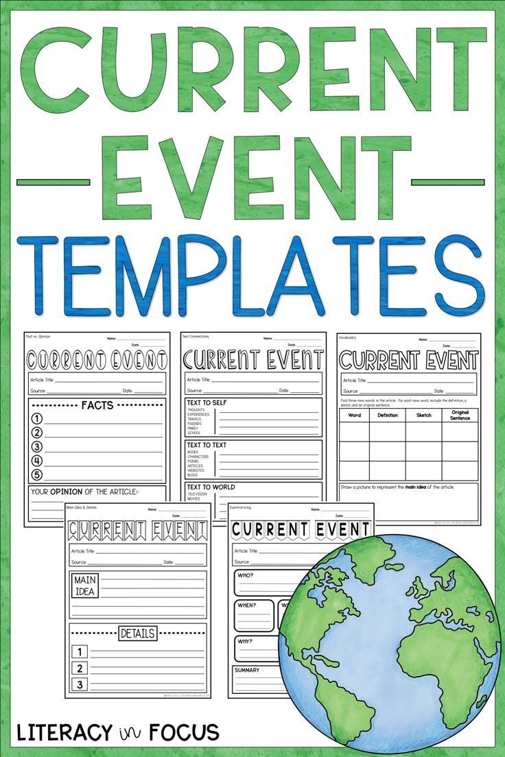 Current Events Templates Worksheets Assignments Activities Current Events Worksheet Reading Comprehension Skills Social Studies For Kids