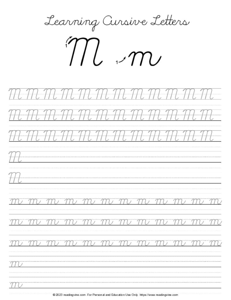 Cursive Writing Letter M ReadingVine