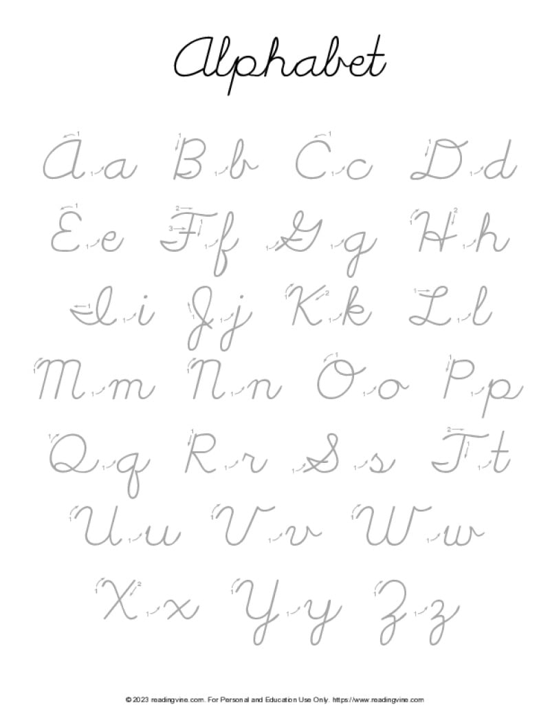 A-Z Cursive Writing Worksheets Printable