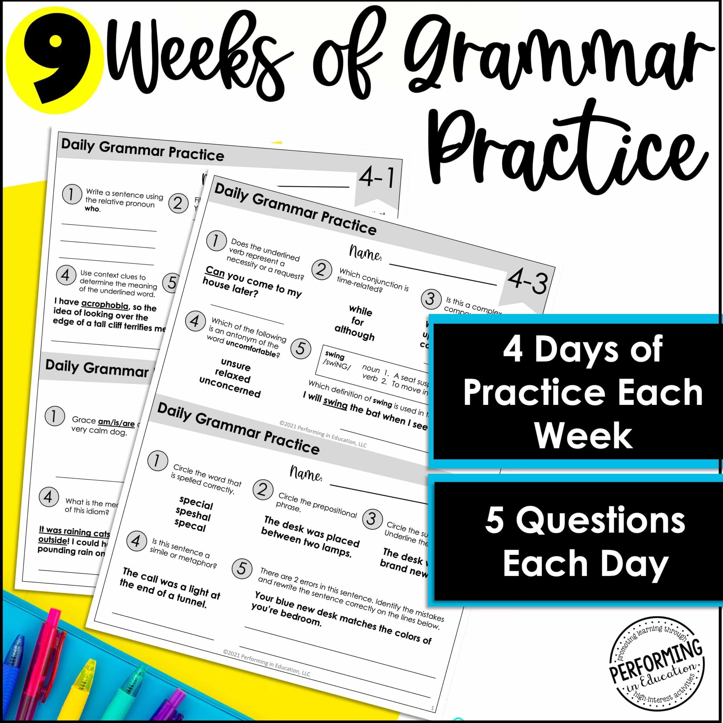 Daily Grammar Worksheets Free Printable