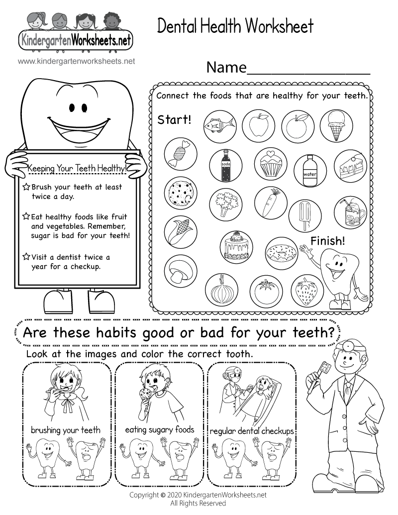 Kindergarten Health Worksheets Printable