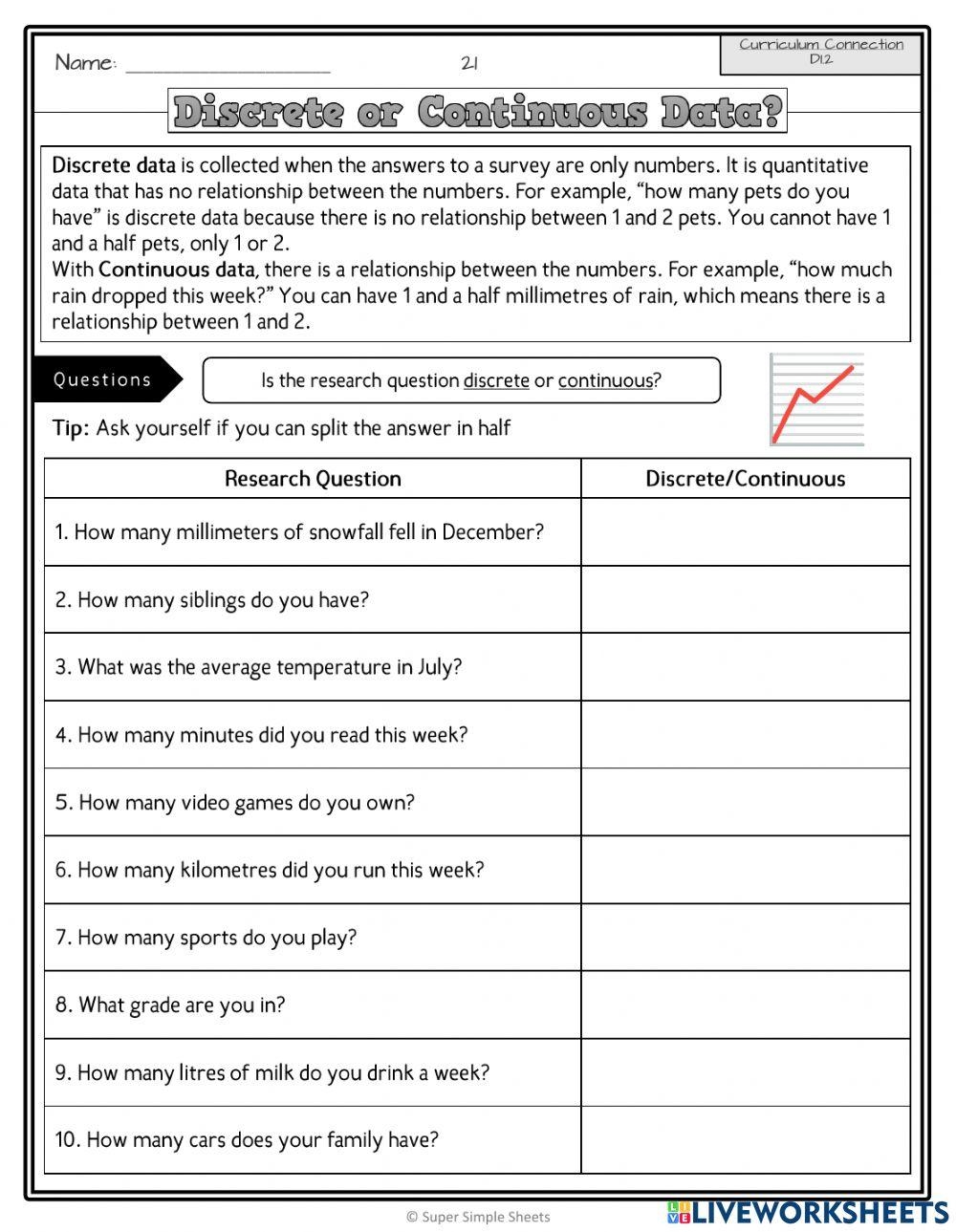 Discrete And Continuous Printable Math Worksheets