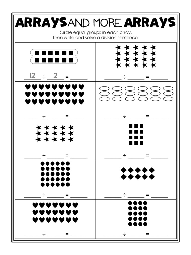 Division With Arrays Worksheets Printable
