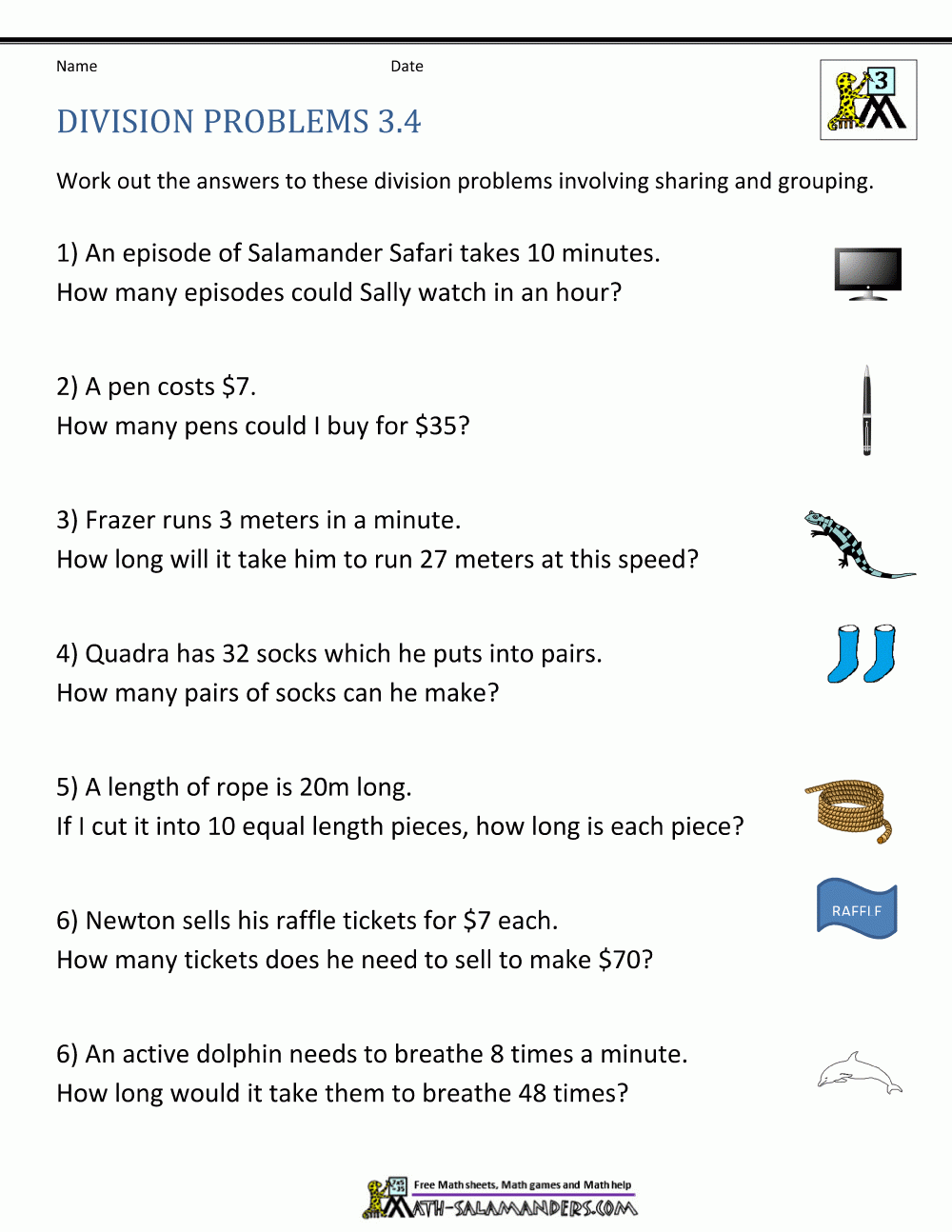 3Rd Grade Math Word Problems Printable Worksheets