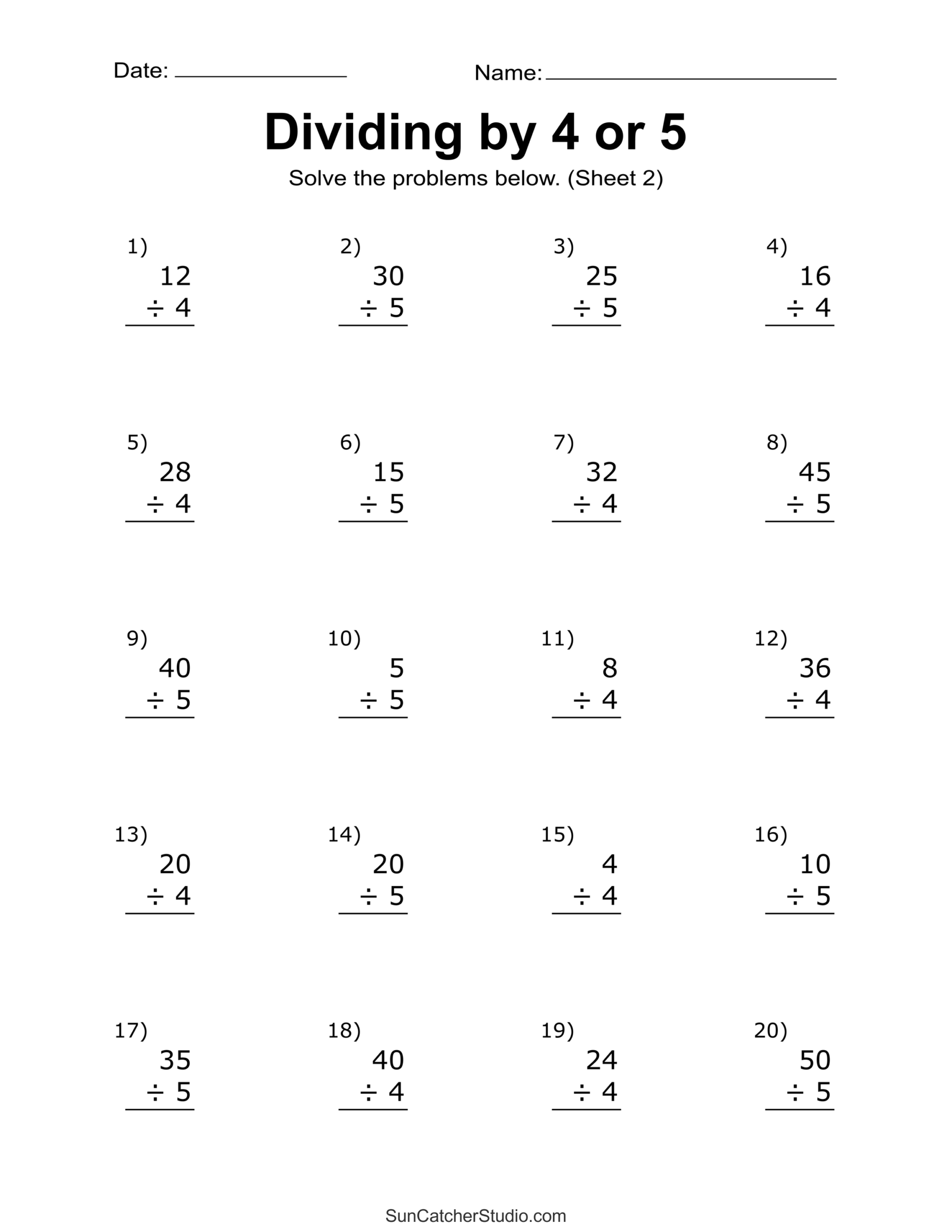 Dividing By 2 Free Printable Worksheets
