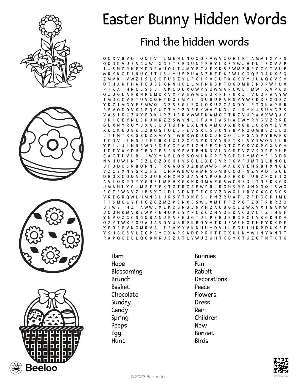 Bunny Hidden Pictures Printable Worksheets