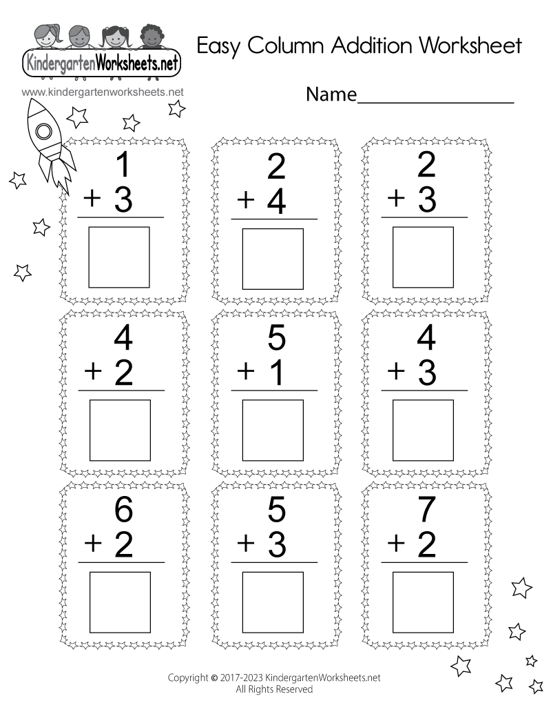 Addition Printable Worksheets For Kindergarten Create