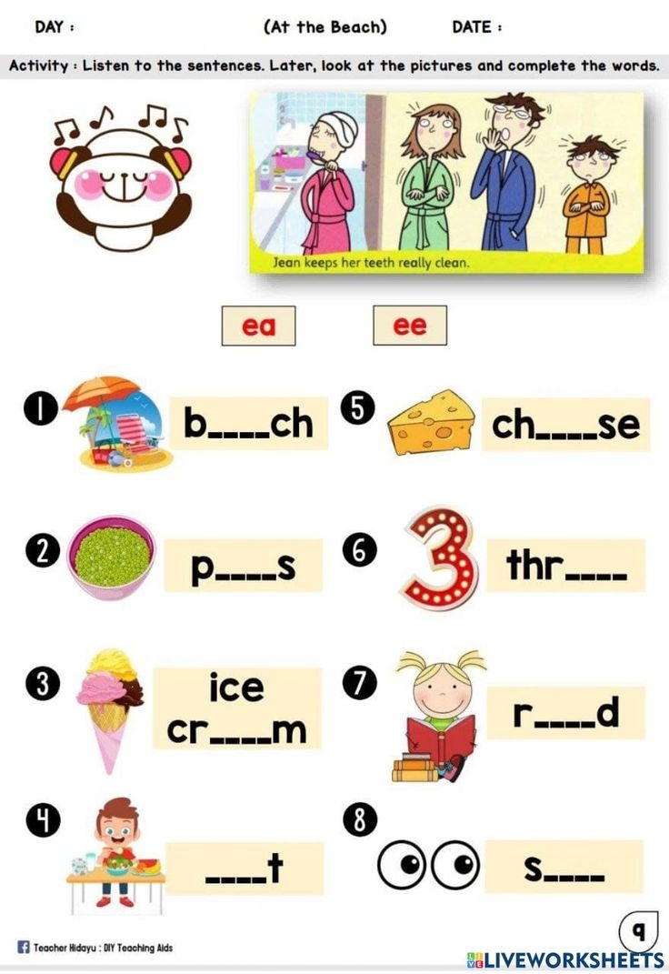 Ee And Ea Worksheets Printable