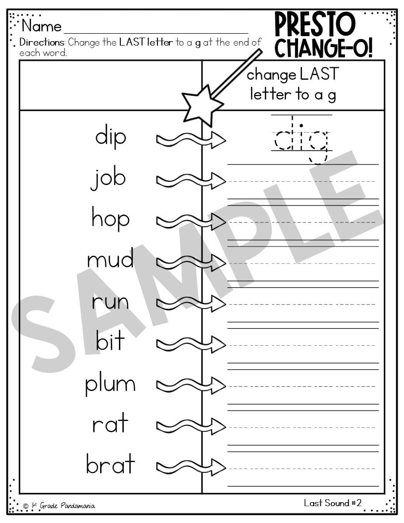 Ending Sounds Worksheets Phonics Activities 1st Grade Pandamania