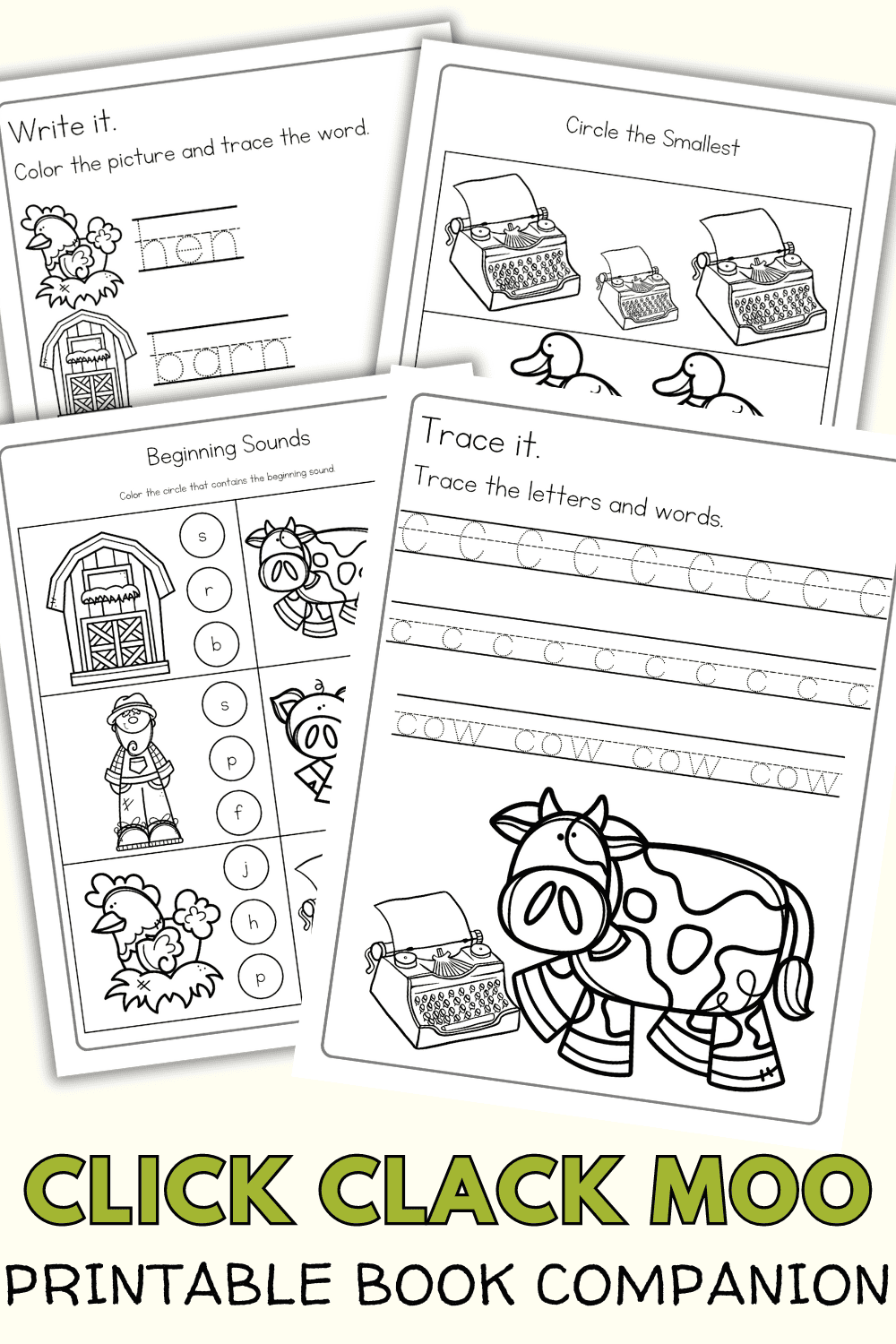 Engaging Click Clack Moo Cows That Type Worksheets
