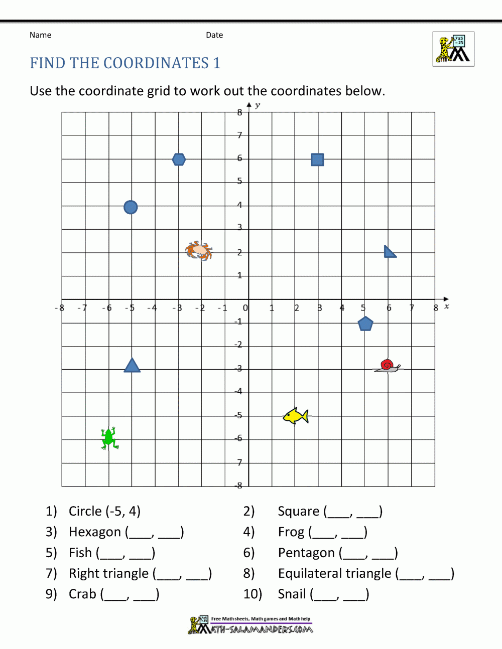 Coordinate Plane Quadrants Printable Super Teacher Worksheets
