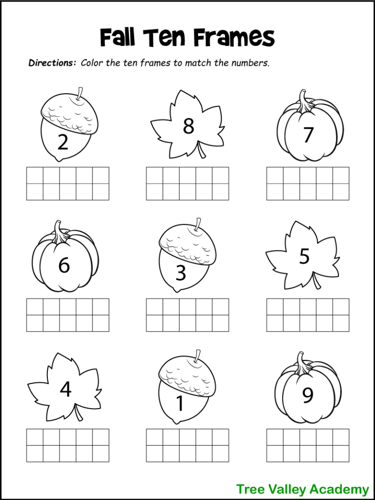 Kindergarten Fall Worksheets Printable