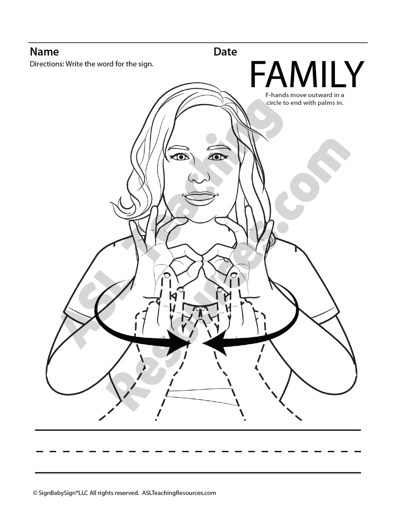 Family Coloring Pages ASL ASL Teaching Resources