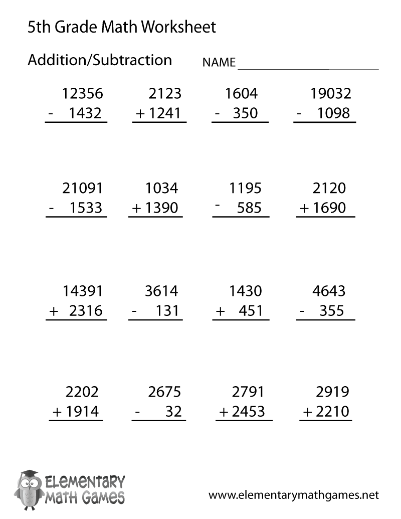 Fifth Grade Printable 5Th Grade Math Worksheets