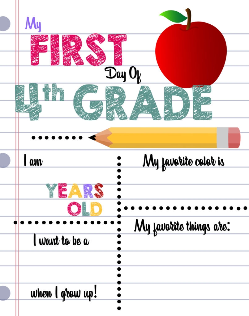 Fourth Grade Sign Printable Worksheets