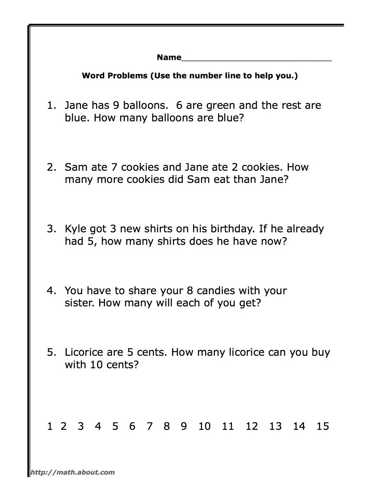 First Grade Word Problems Worksheets Printable