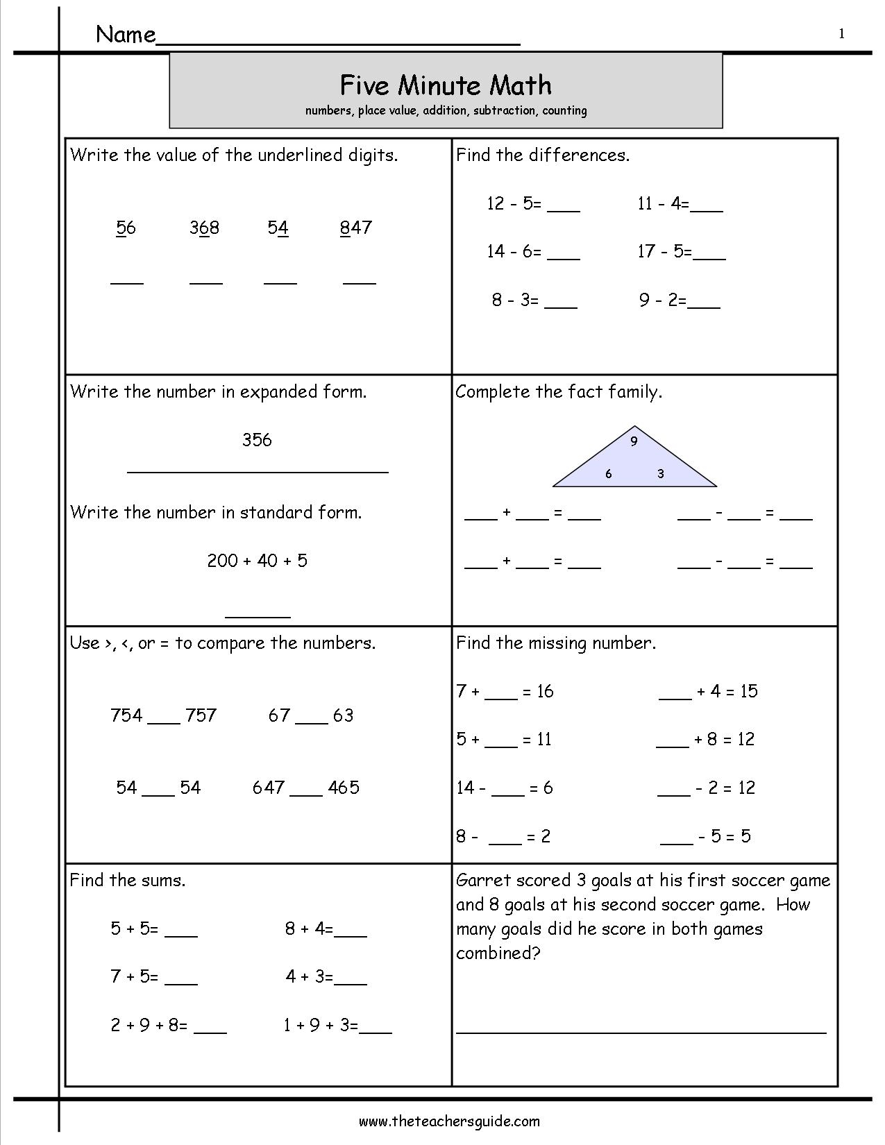 5Th Grade Math Review Printable Worksheets