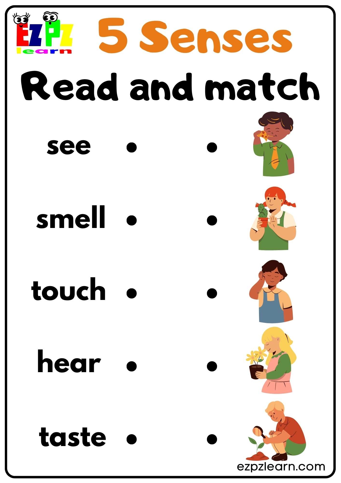 5 Senses Printable Worksheets For Kindergarten