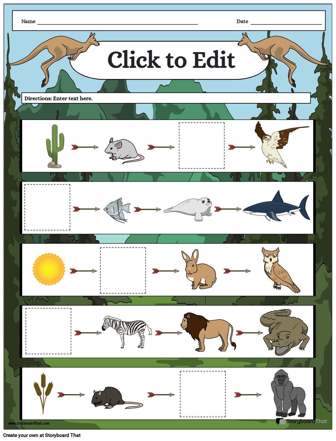 Food Chain And Web Worksheets Free Customizable Templates