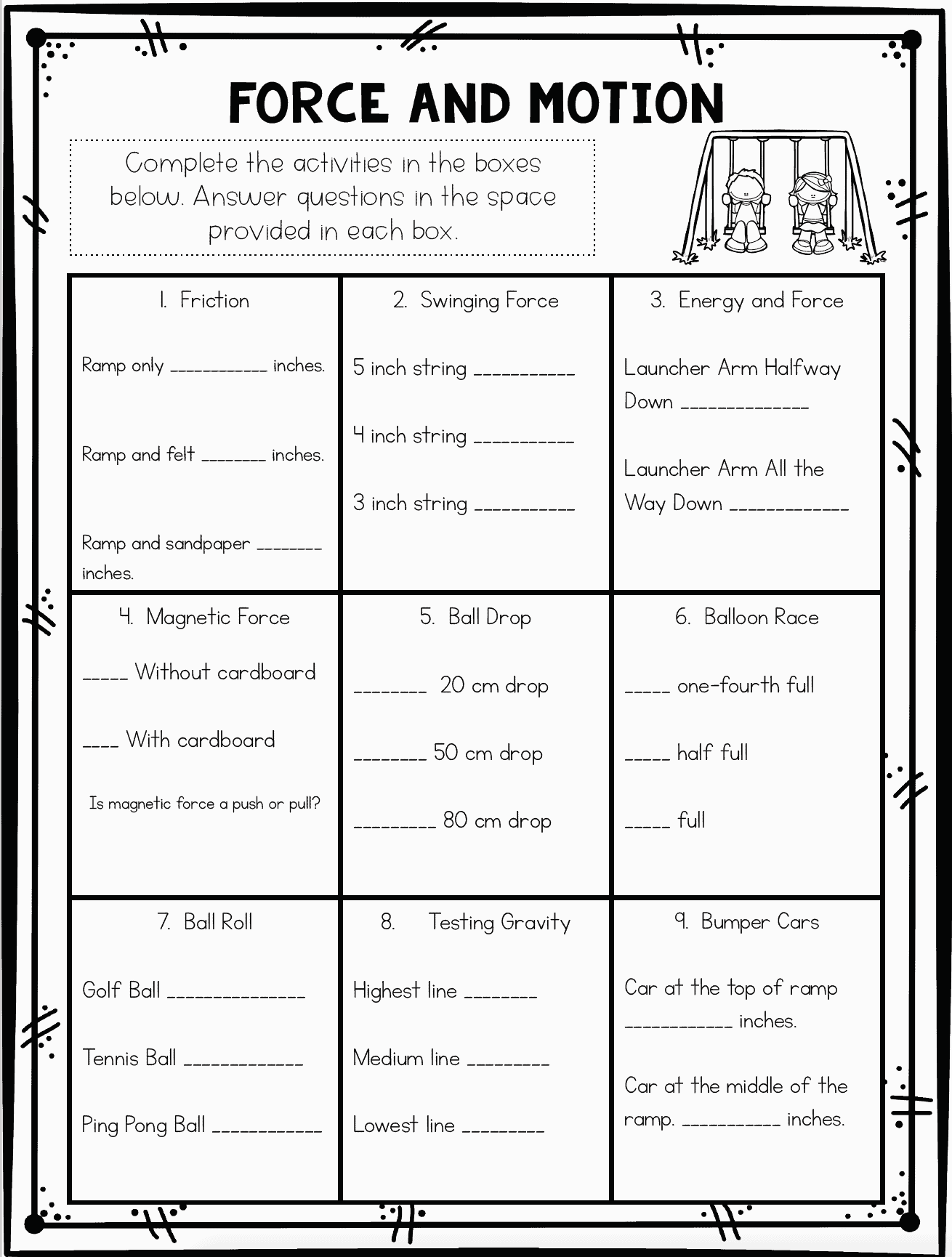 Force And Motion Worksheets Mass Dynamics For Kids Worksheets Library