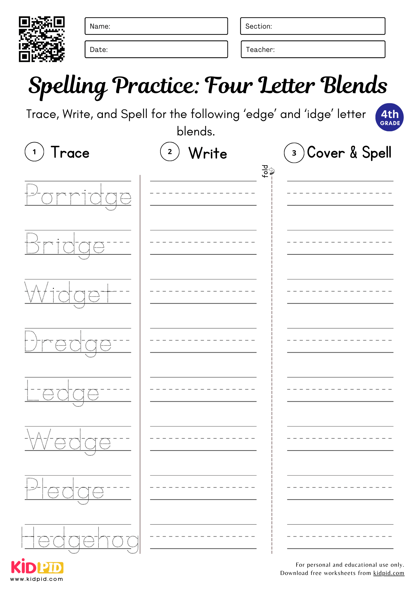 Four Letter Blends Worksheet For Grade 4 Kidpid