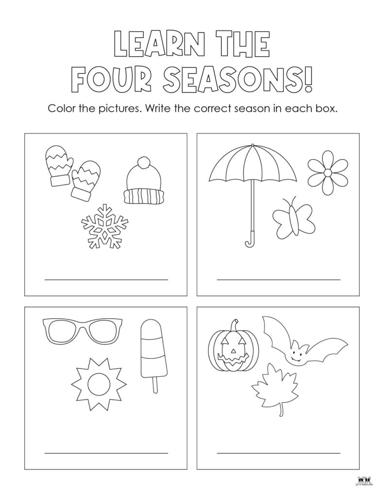 Kindergarten Seasons Worksheets Printable