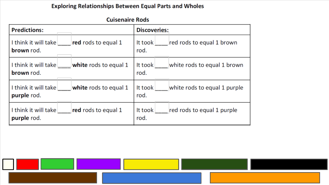 Cuisenaire Rods Fractions Printable Worksheets