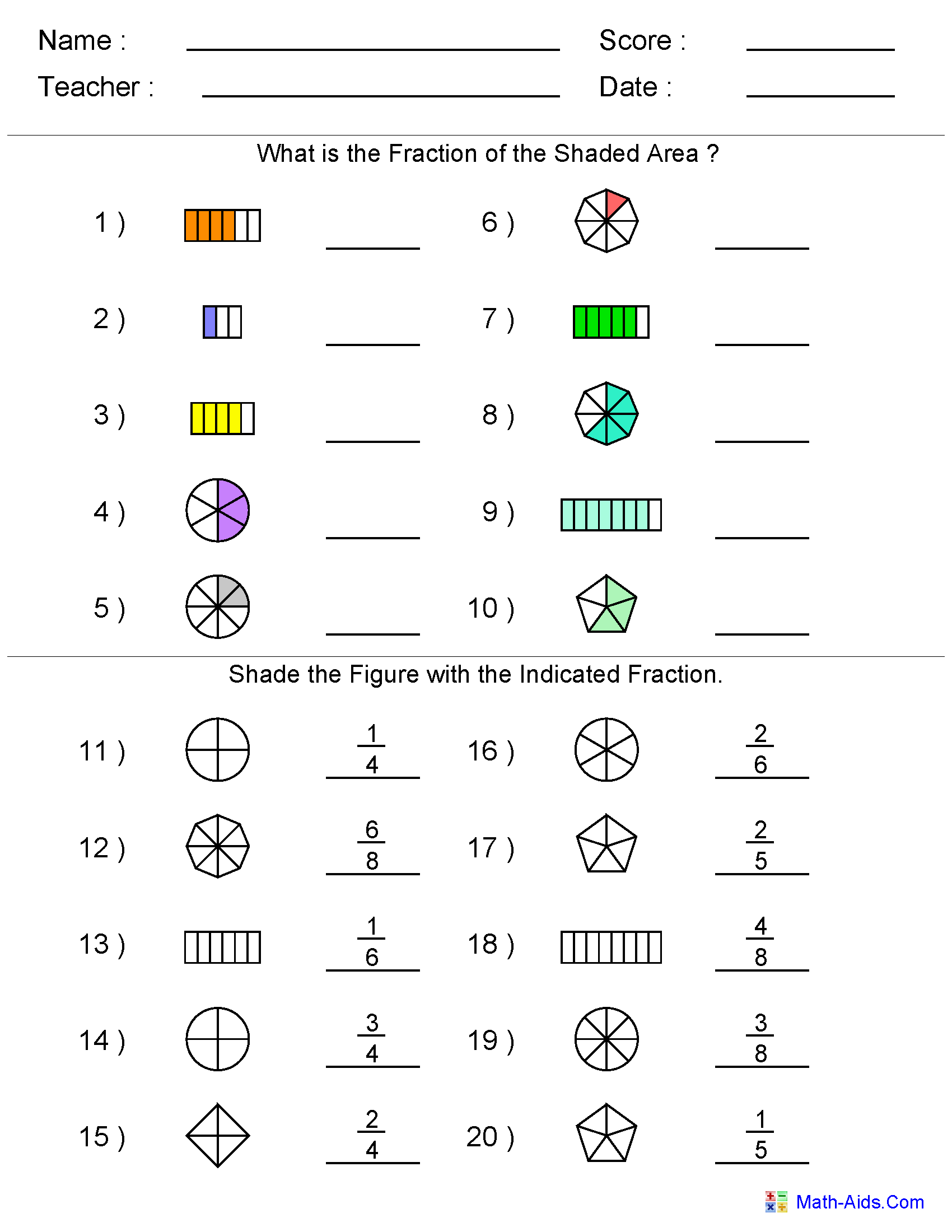 6Th Grade Fraction Worksheets Printable
