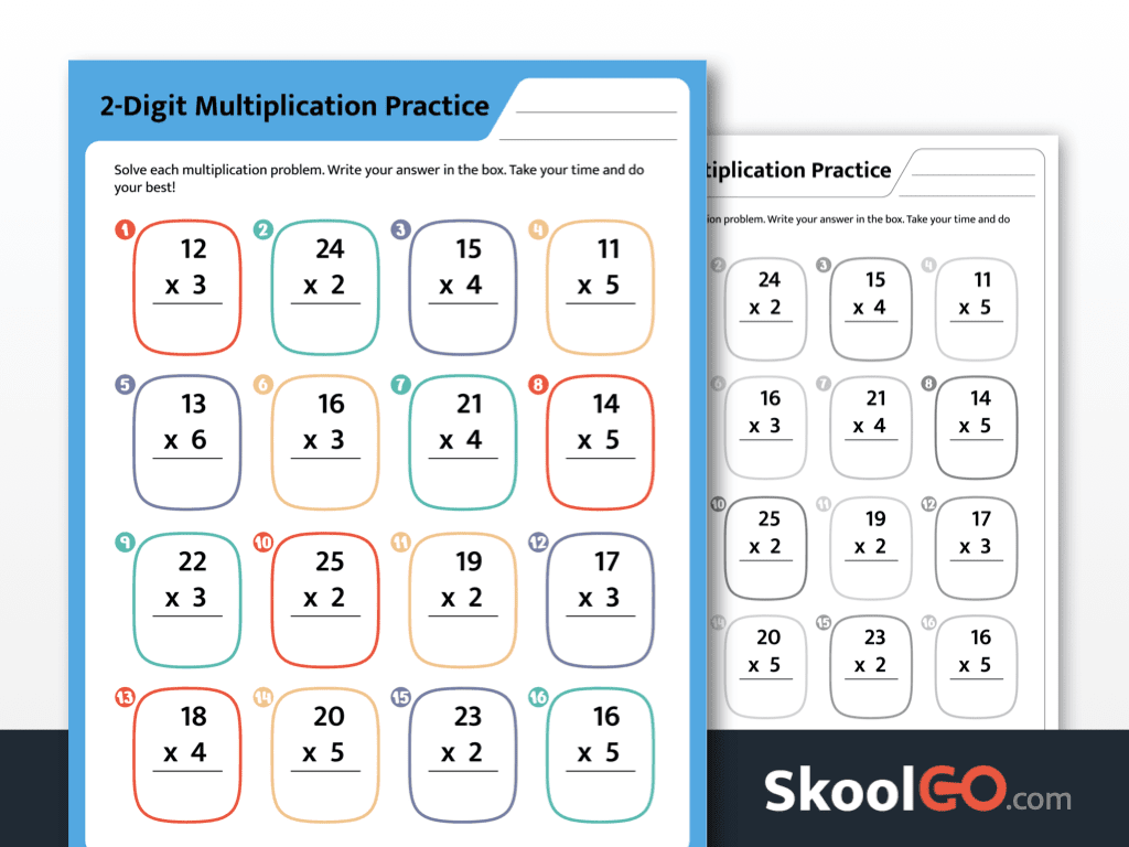 4Th Grade Two Digit Multiplication Worksheets Printable