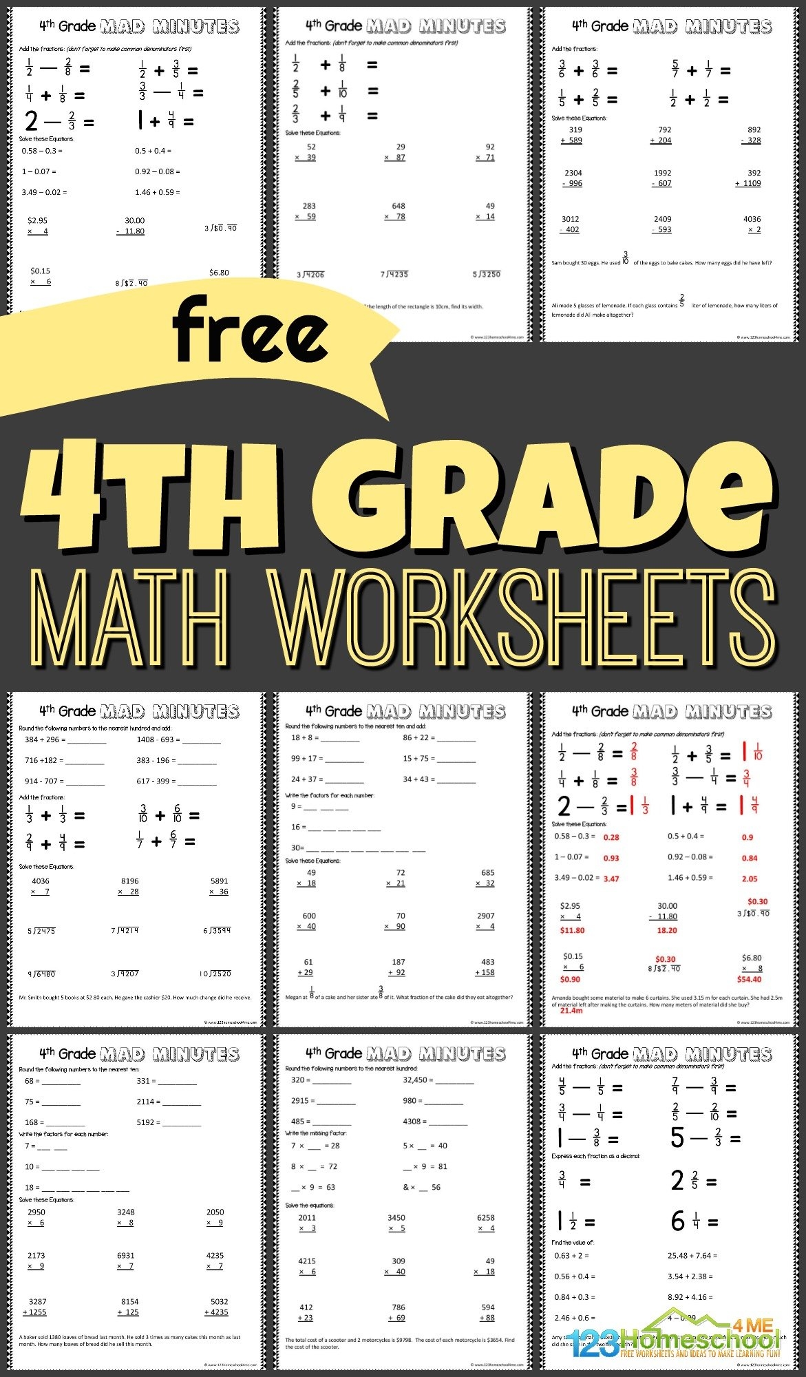 4Th Grade Go Math Printable Worksheets