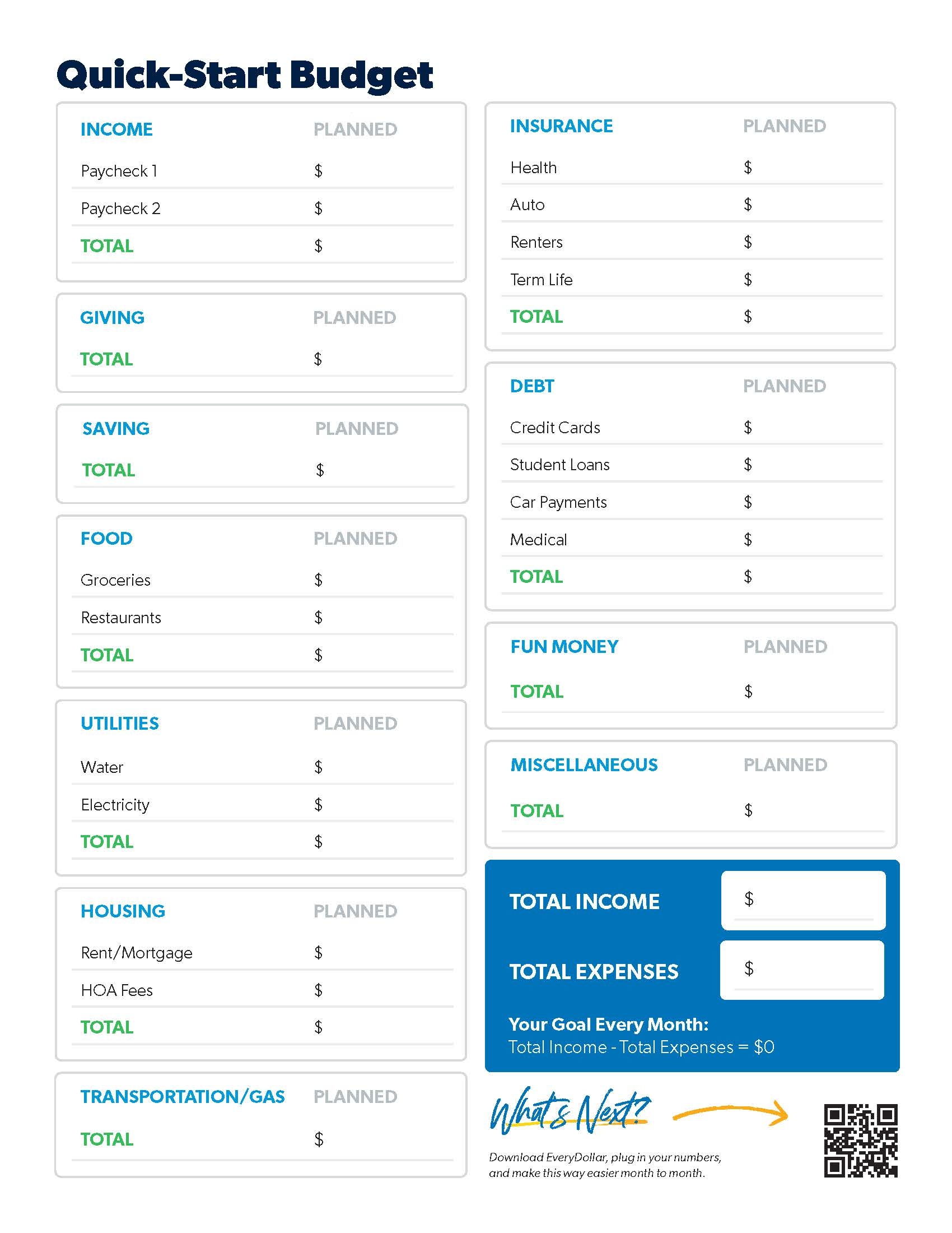 Free And Easy Budget Template Ramsey