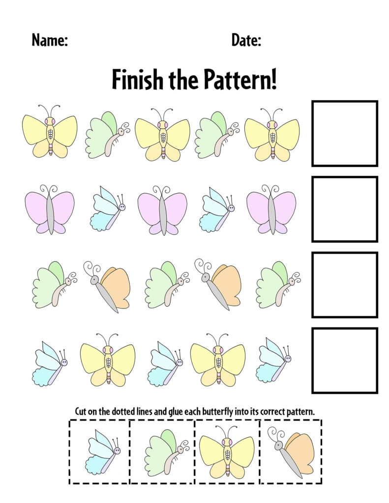 Kindergarten Butterfly Worksheets Printable