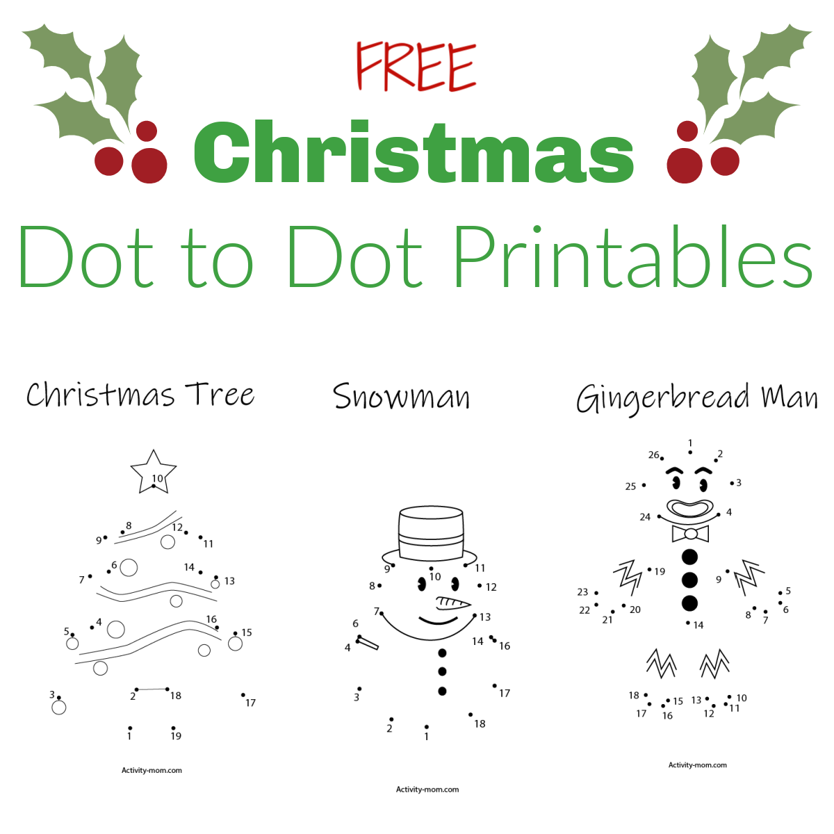 Christmas Dot To Dot Printable Worksheets
