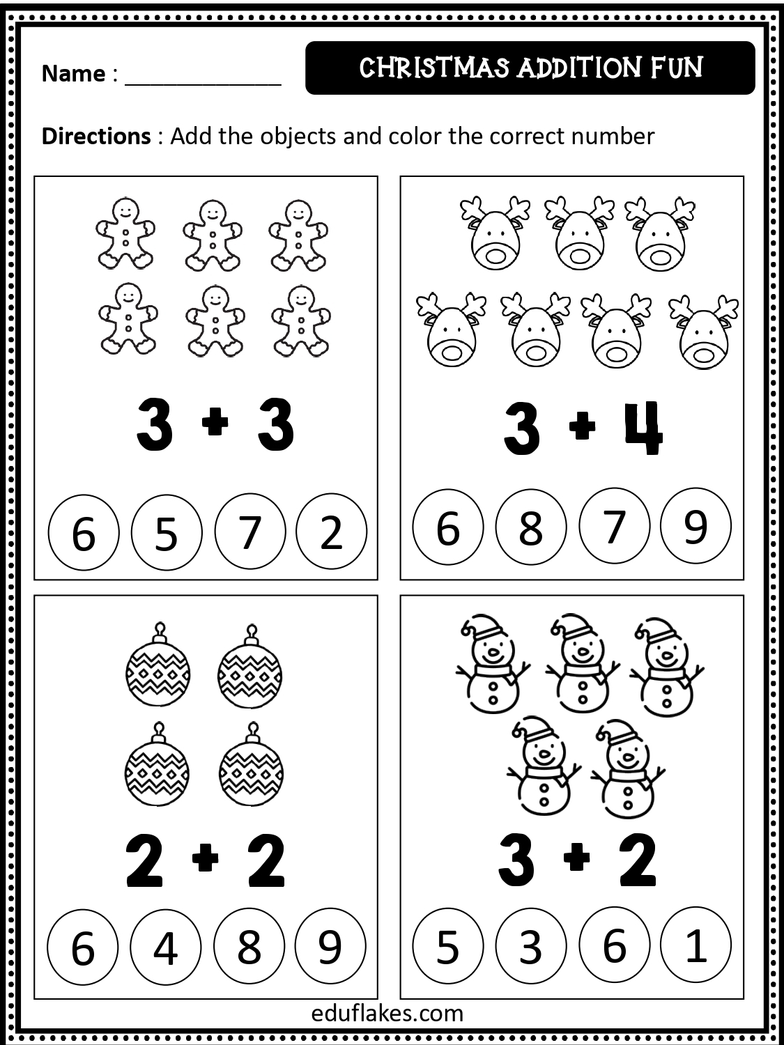 Christmas Printable Worksheets For Kindergardent