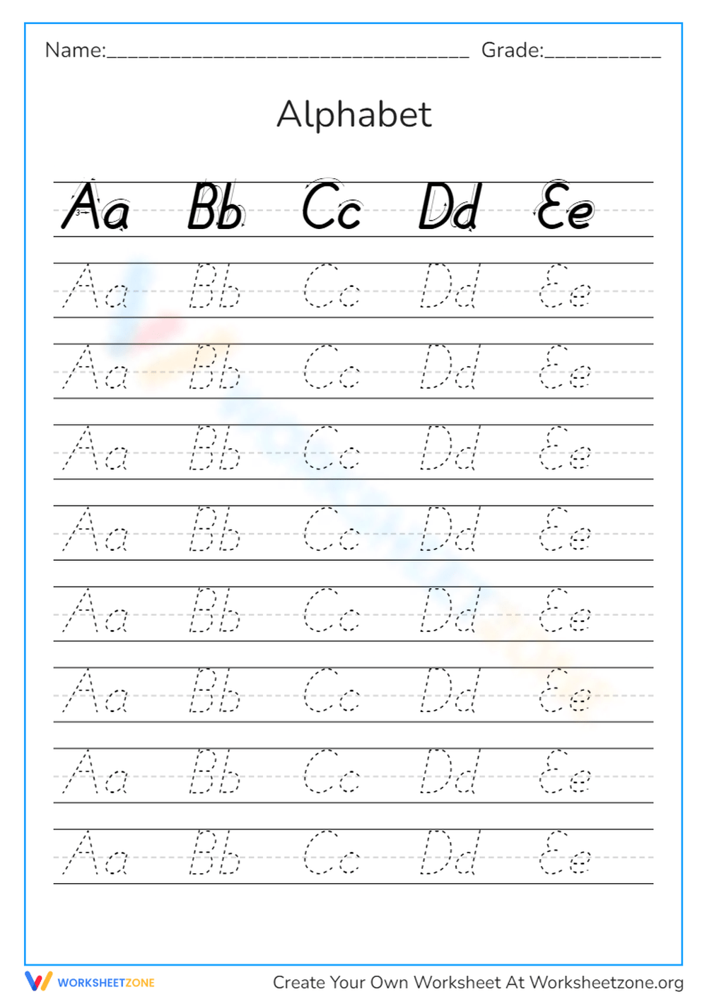 D'Nealian Cursive Worksheets Printable, Free