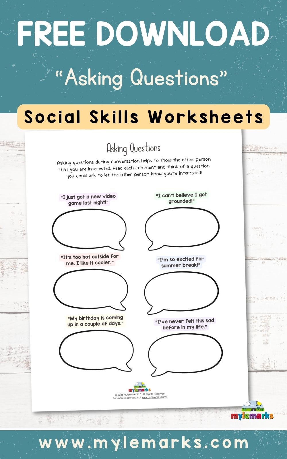 Asking For Help Printable Worksheets