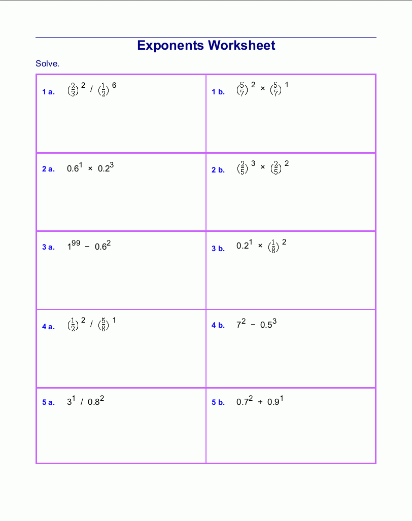 Exponents Worksheets Printable With Answers
