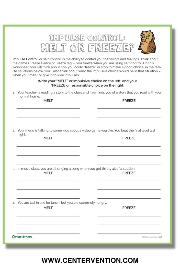 Free Impulse Control Activity And Printable Melt Or Freeze