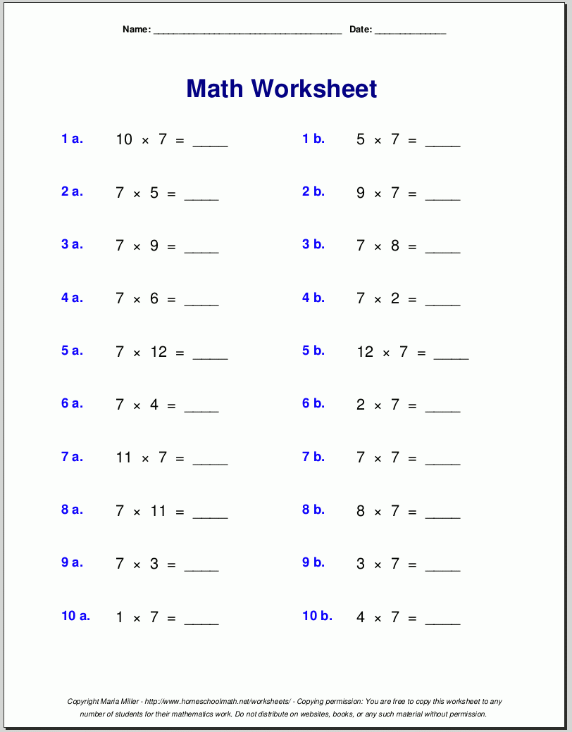 7Th Grade Homeschool Printable Worksheets