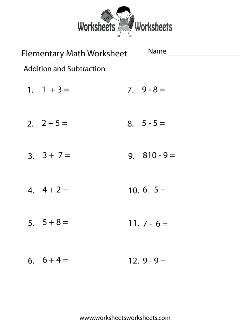 Addition Worksheets And Subtraction Worksheets Printable