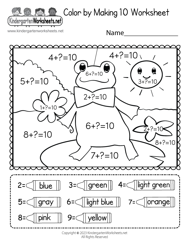 Free Printable Color By Making 10 Worksheet
