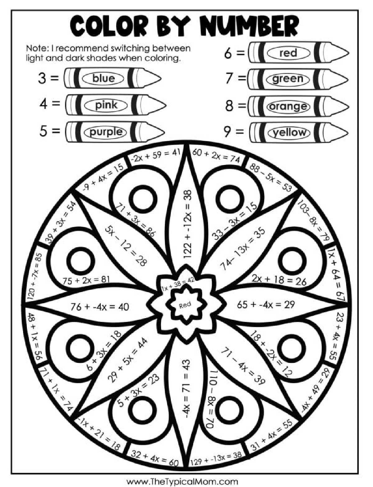 Color By Number Worksheets Basic Adults Printable